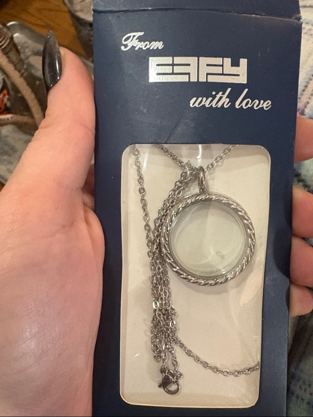 10-Effy‎ Silver Glass Locket Necklace